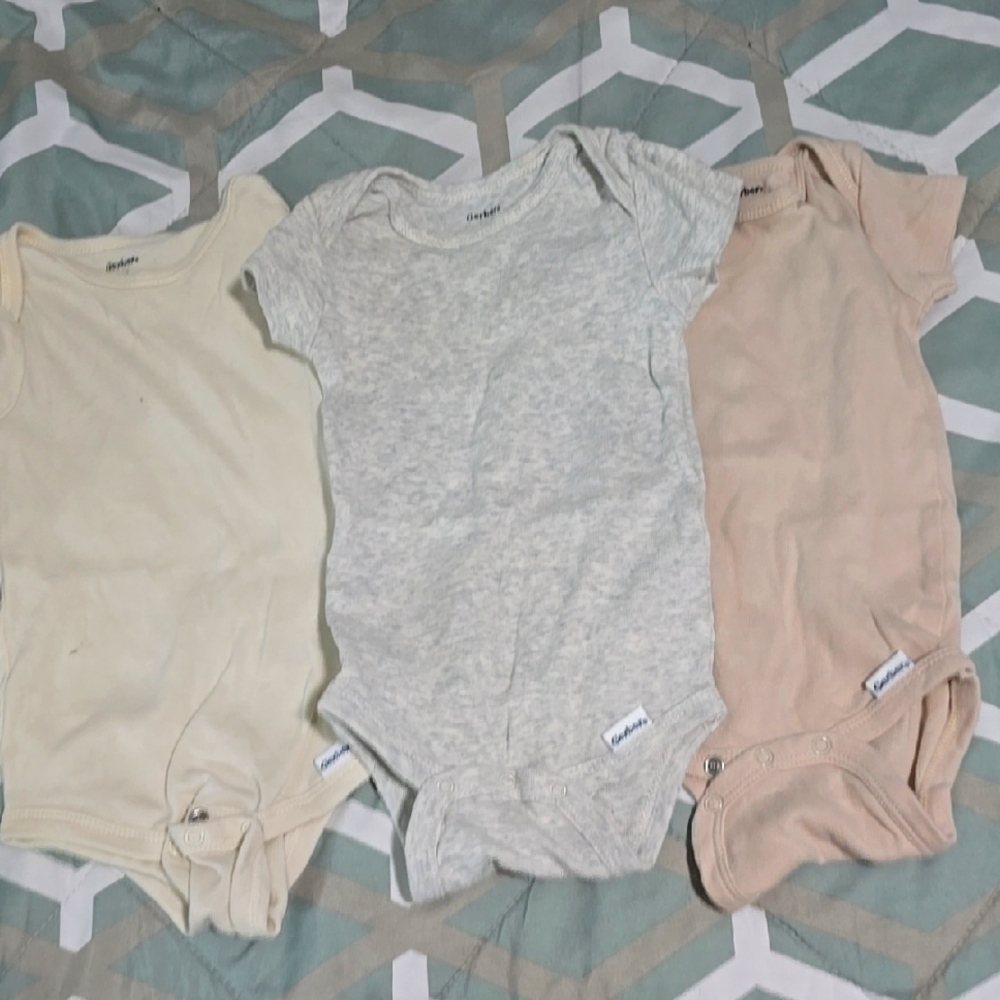 Gerber Baby One Piece Bodysuit Set - Cream, Gray, Tan